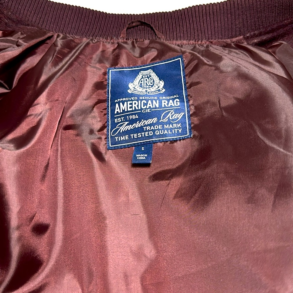 American Rag Brown and Blue Bomber Varsity Jacket - Picture 2 of 2